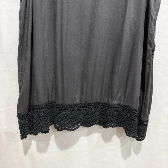 Blue Sky Crochet Trim Tank Top Small Boho Festival Sleeveless Blouse Lace Artsy - Picture 11 of 13